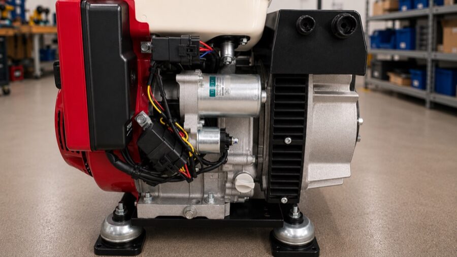 V100 AutoGen alternator side with starter and wiring detail V100 AutoGen alternator side with starter and wiring detail