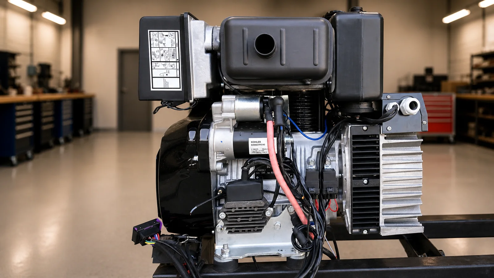 D180 AutoGen 48V DC generator full side view with Kohler KD425-2 engine